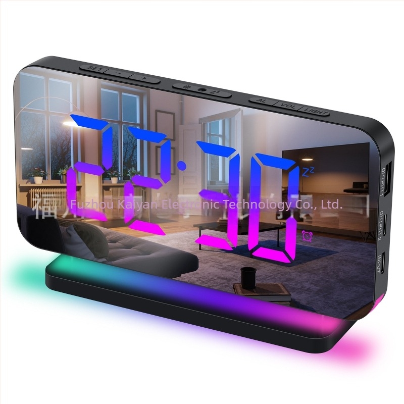 RGB színes éjszakai fény rádió-projekciós órával és LED asztali ébresztő