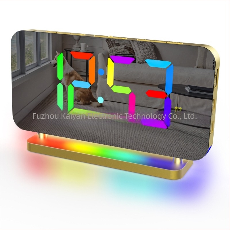 RGB színes éjszakai fény rádió-projekciós órával és LED asztali ébresztő