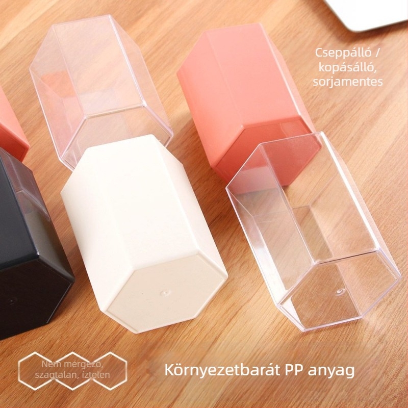 Kreatív műanyag hexagonális tolltartó – irodai és iskolai asztalhoz, nagy kapacitású rendező