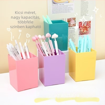 Pastell színekben készült, multifunkcionális írószertároló diákok számára, négyzet alakú, nagy kapacitású tároló sminkecsetekhez
