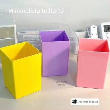 Pastell színekben készült, multifunkcionális írószertároló diákok számára, négyzet alakú, nagy kapacitású tároló sminkecsetekhez