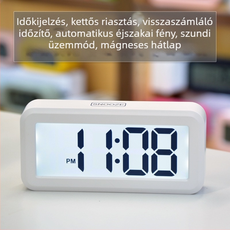 LCD nagy képernyős időmérő diákoknak és gyerekeknek, kompakt asztali ébresztőóra prémium kialakítással