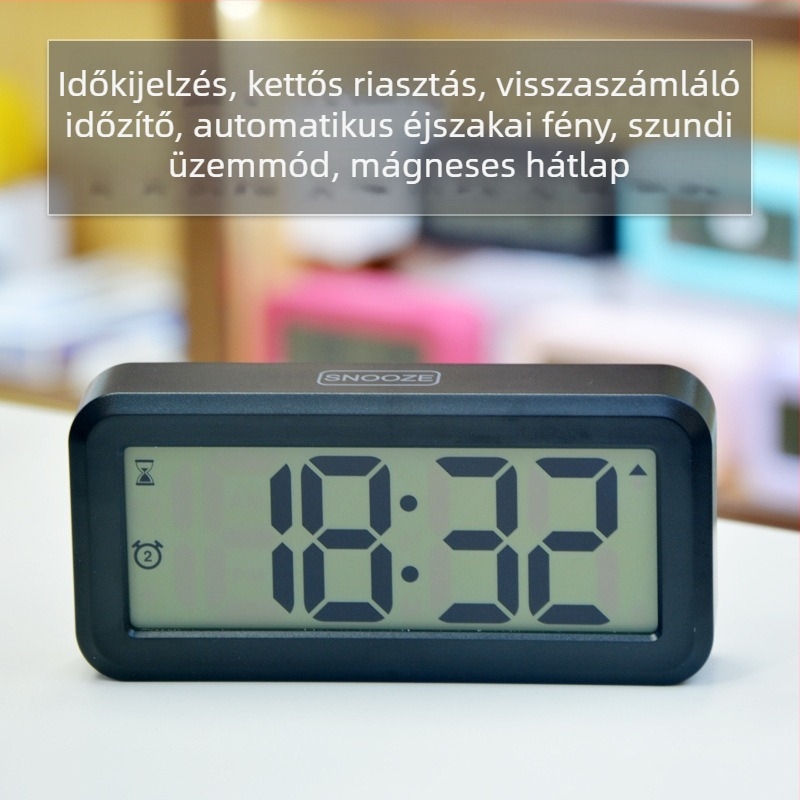 LCD nagy képernyős időmérő diákoknak és gyerekeknek, kompakt asztali ébresztőóra prémium kialakítással