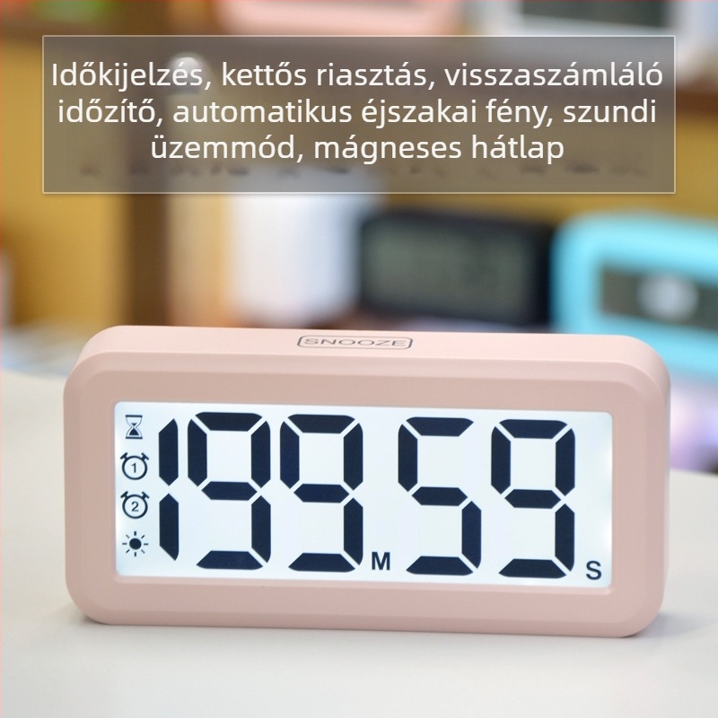 LCD nagy képernyős időmérő diákoknak és gyerekeknek, kompakt asztali ébresztőóra prémium kialakítással