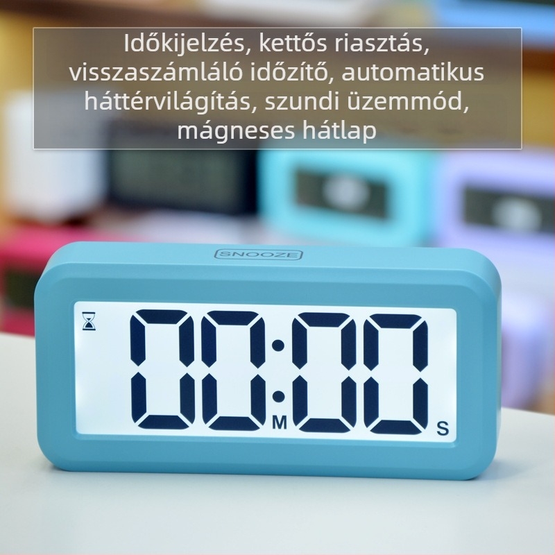 LCD nagy képernyős időmérő diákoknak és gyerekeknek, kompakt asztali ébresztőóra prémium kialakítással