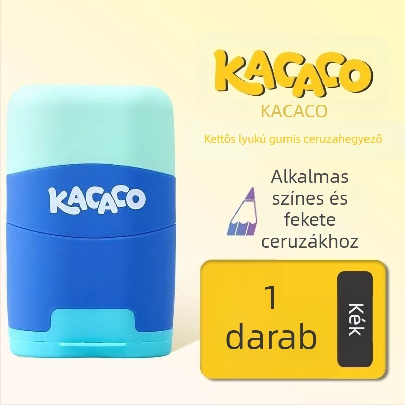 Kétlyukú ceruzahegyező gumírozott testtel, kézi forgó mechanizmus
