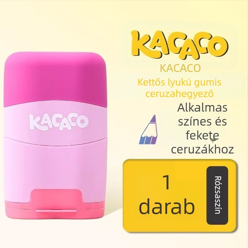 Kétlyukú ceruzahegyező gumírozott testtel, kézi forgó mechanizmus