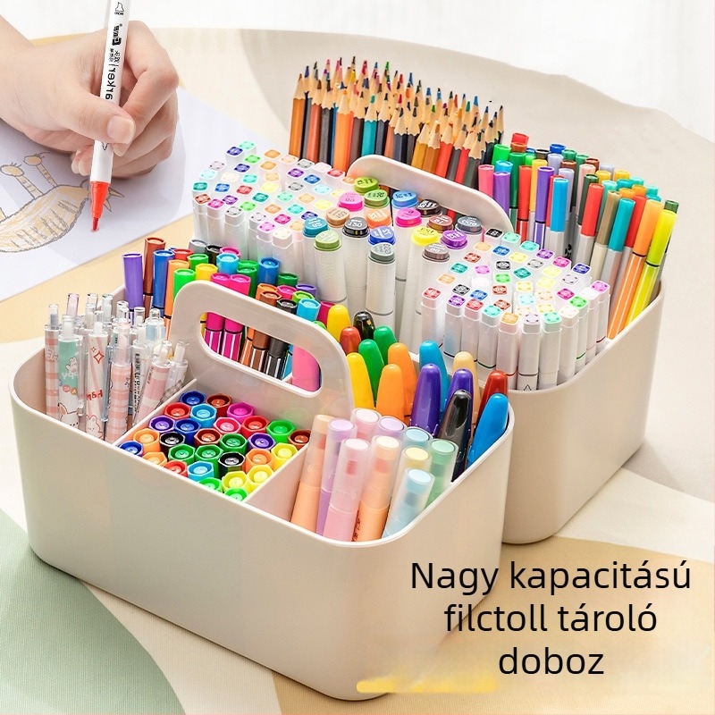 Hordozható, nagy kapacitású marker tolltartó gyerekeknek, az asztalhoz készült, hely a vízfesték ecseteknek és ceruzáknak, multifunkcionális írószer rendező