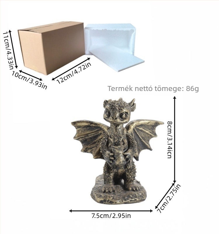 Gyanta sárkány – karikatúraszerű dekorfigura otthonra, asztalra, polcra vagy szekrénybe
