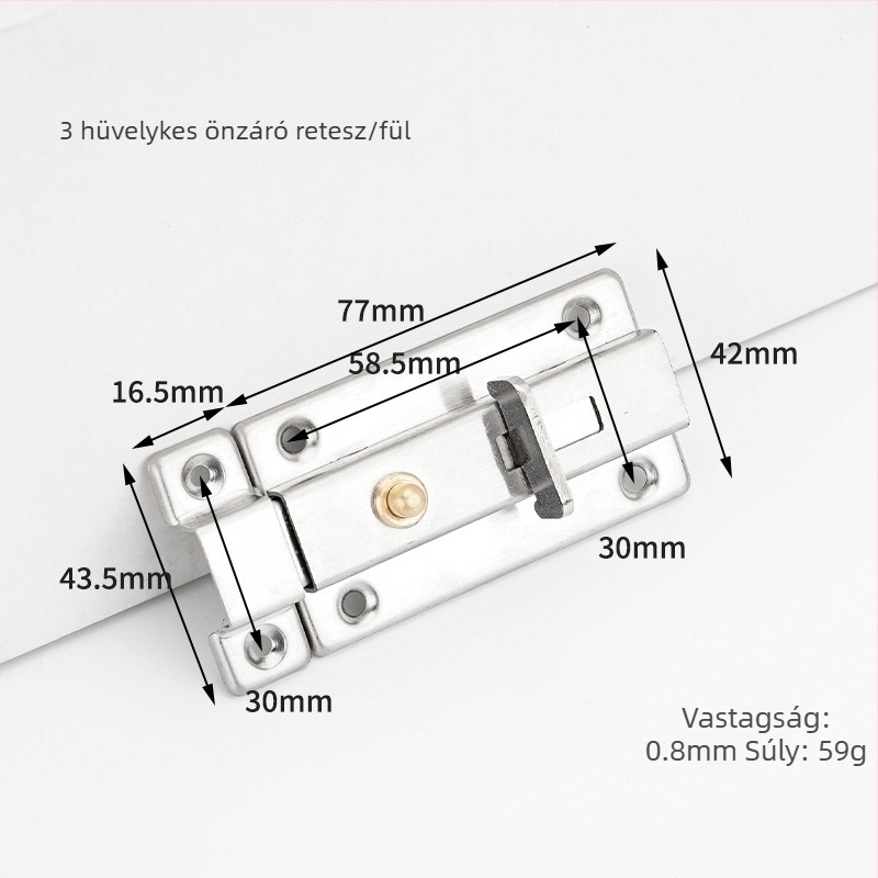Rozsdamentes acél rugós ajtózár faajtókhoz, önzáró, lopás elleni, vastított, fürdőszoba ajtó zár
