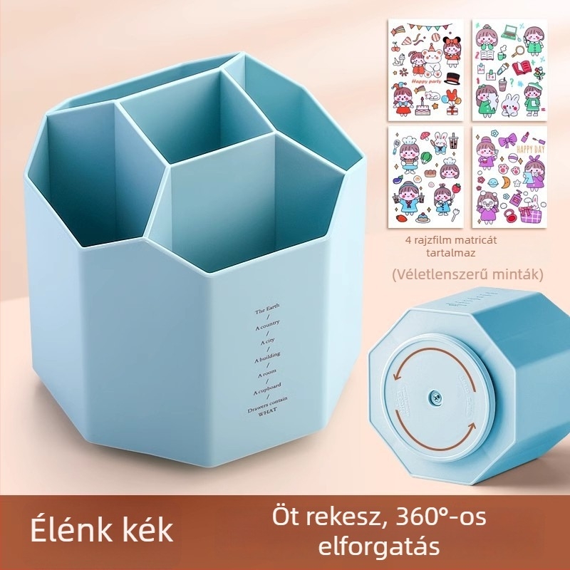 360°-os forgó tolltartó az íróasztalhoz, gyerekeknek és diákoknak, nagy kapacitású, többfunkciós