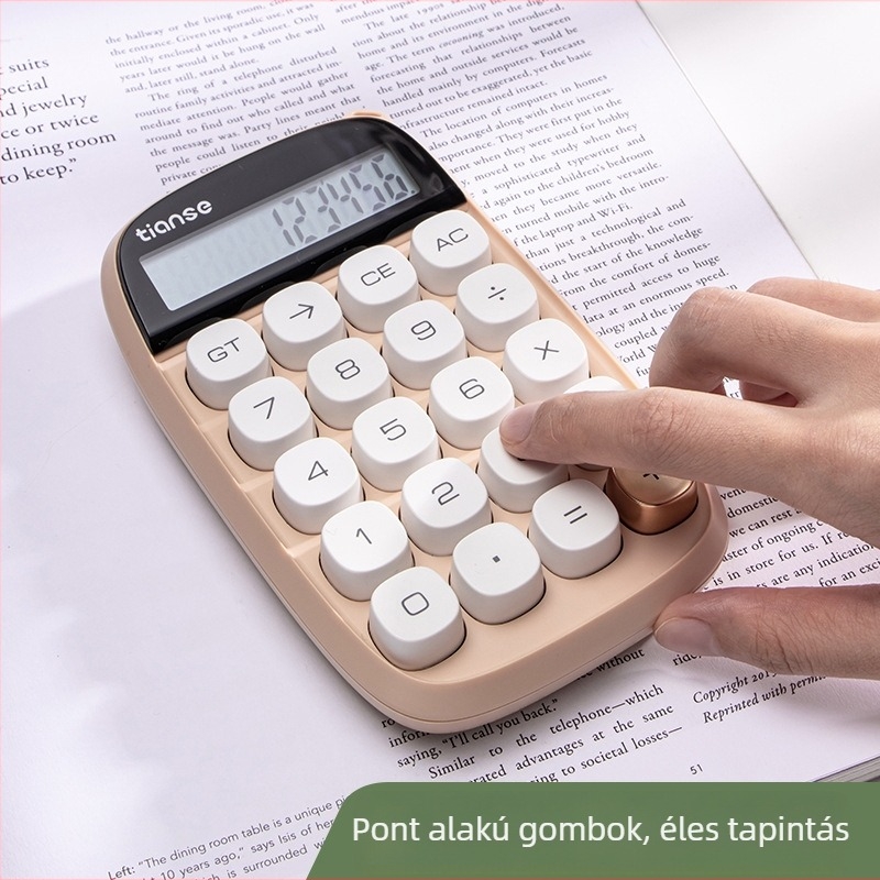 12 számjegyű elektronikus számológép, minimalistikus gombos kialakítás, égkék Candy-Dot motívum