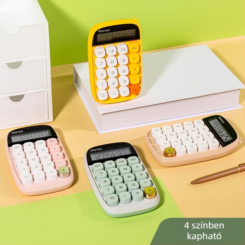12 számjegyű elektronikus számológép, minimalistikus gombos kialakítás, égkék Candy-Dot motívum