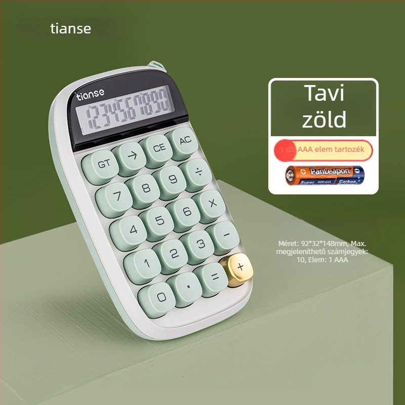 12 számjegyű elektronikus számológép, minimalistikus gombos kialakítás, égkék Candy-Dot motívum