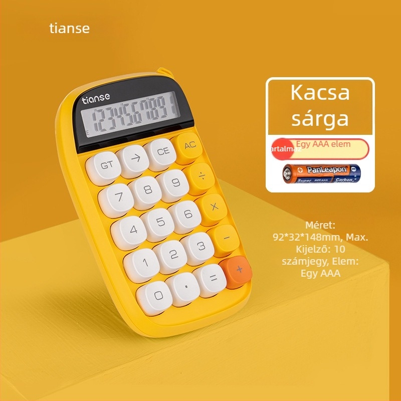 12 számjegyű elektronikus számológép, minimalistikus gombos kialakítás, égkék Candy-Dot motívum