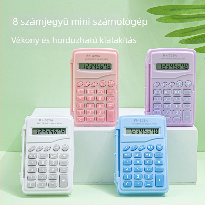 Mini makaron flip fedéllel ellátott számológép, színes, hordozható, 8-jegyű kijelző