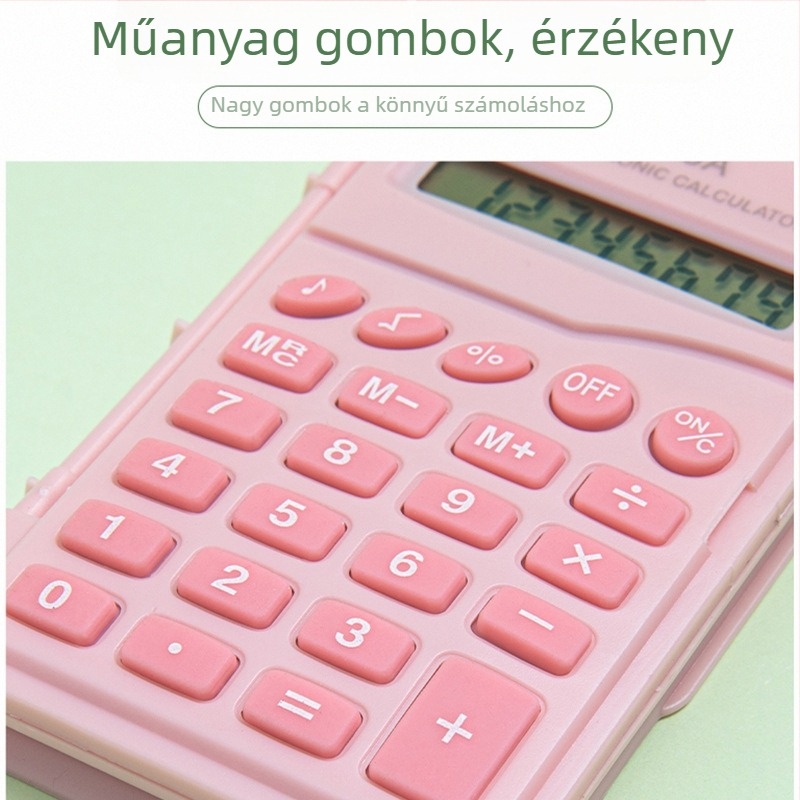 Mini makaron flip fedéllel ellátott számológép, színes, hordozható, 8-jegyű kijelző