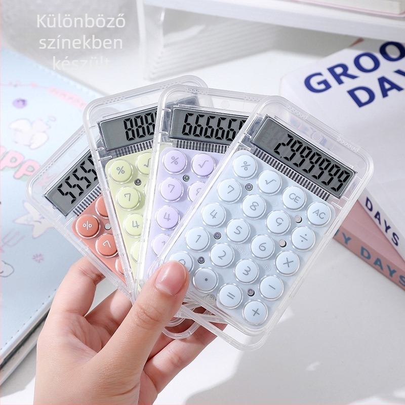 Kis méretű színes gombos számológép – hordozható diákoknak, vizsgákhoz és irodába