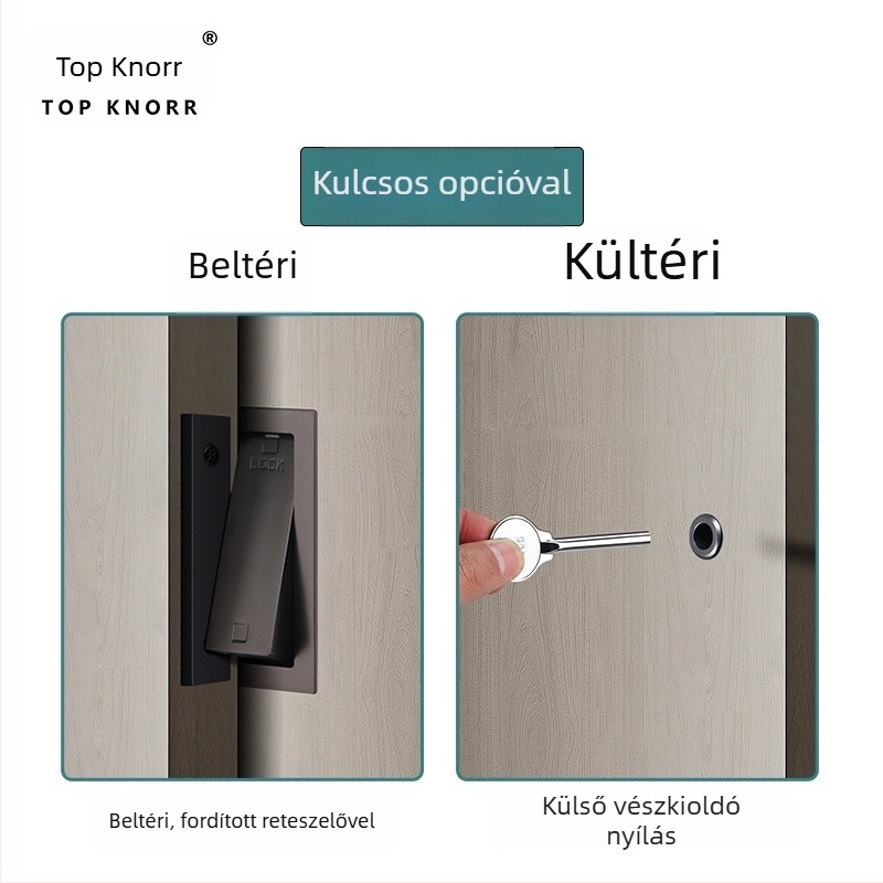 Szellemdobozos ajtózár univerzális kulccsal fürdőszobai tolóajtóhoz, külső zár, beépített dizájn