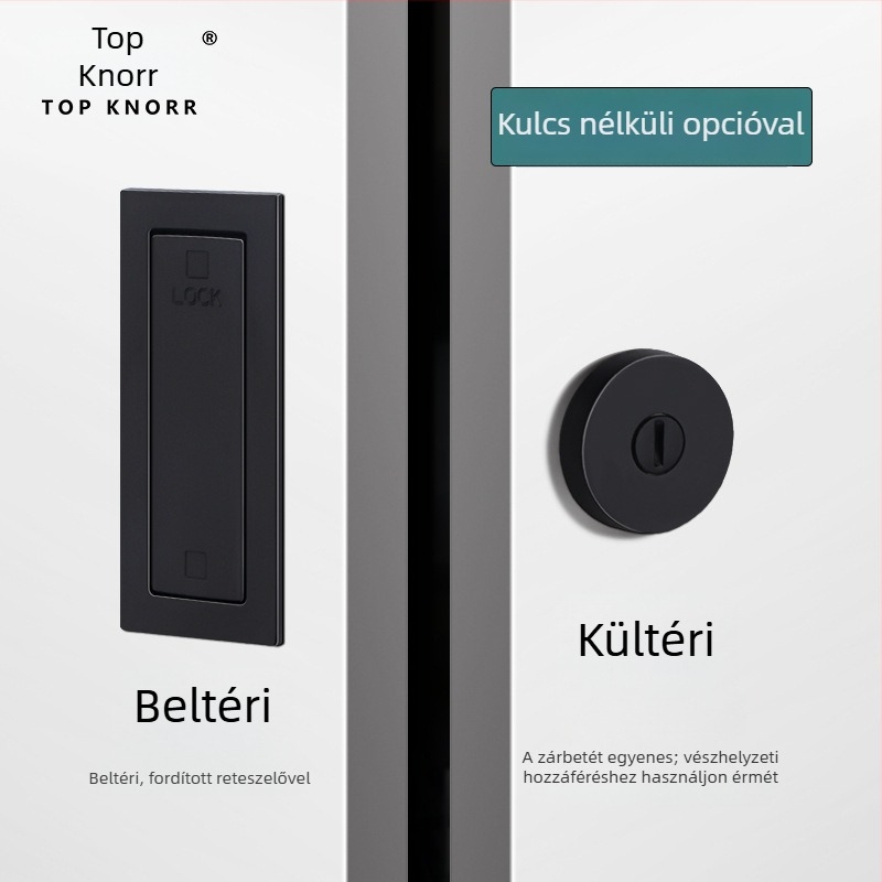 Szellemdobozos ajtózár univerzális kulccsal fürdőszobai tolóajtóhoz, külső zár, beépített dizájn