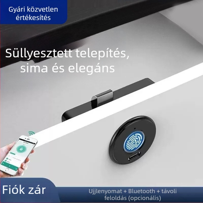 Beépített ujjlenyomat-olvasós szekrényzár rejtett szereléssel, Bluetooth intelligens zár fiókokhoz és szekrényekhez