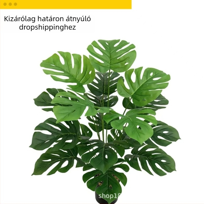 Nagy csokor műanyag Monstera levelekből otthoni dekorációhoz, esküvőkhöz és tájépítéshez