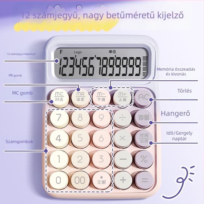 Yitong Rz-817 Hangvezérléses mini, többfunkciós számológép irodai könyveléshez