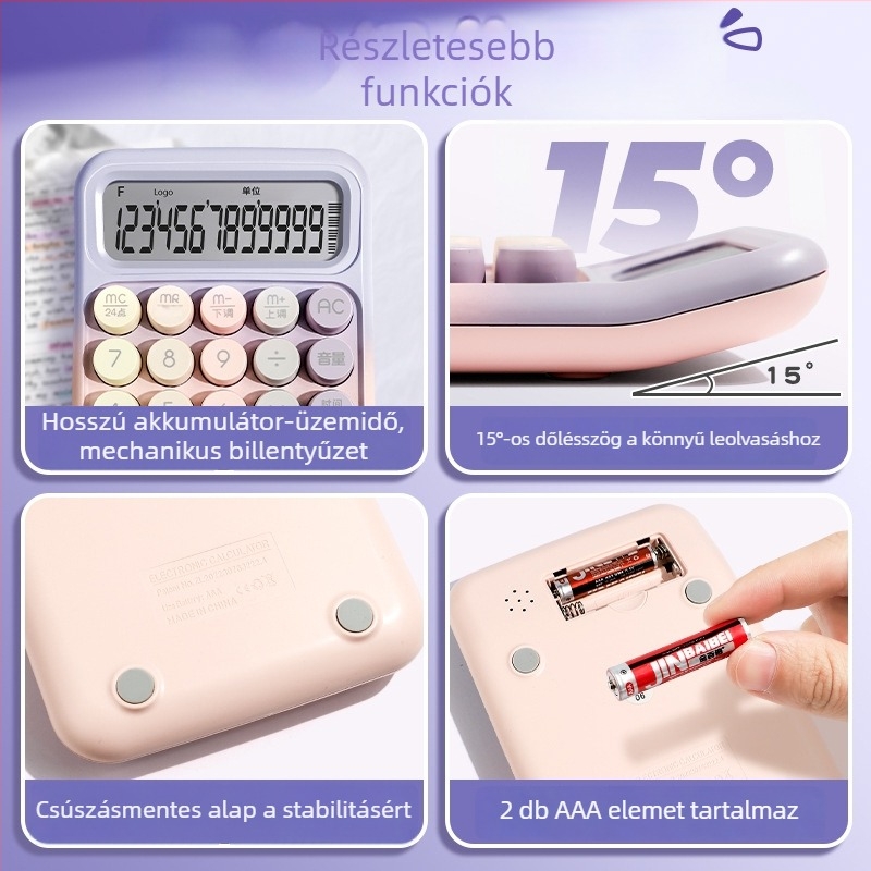 Yitong Rz-817 Hangvezérléses mini, többfunkciós számológép irodai könyveléshez