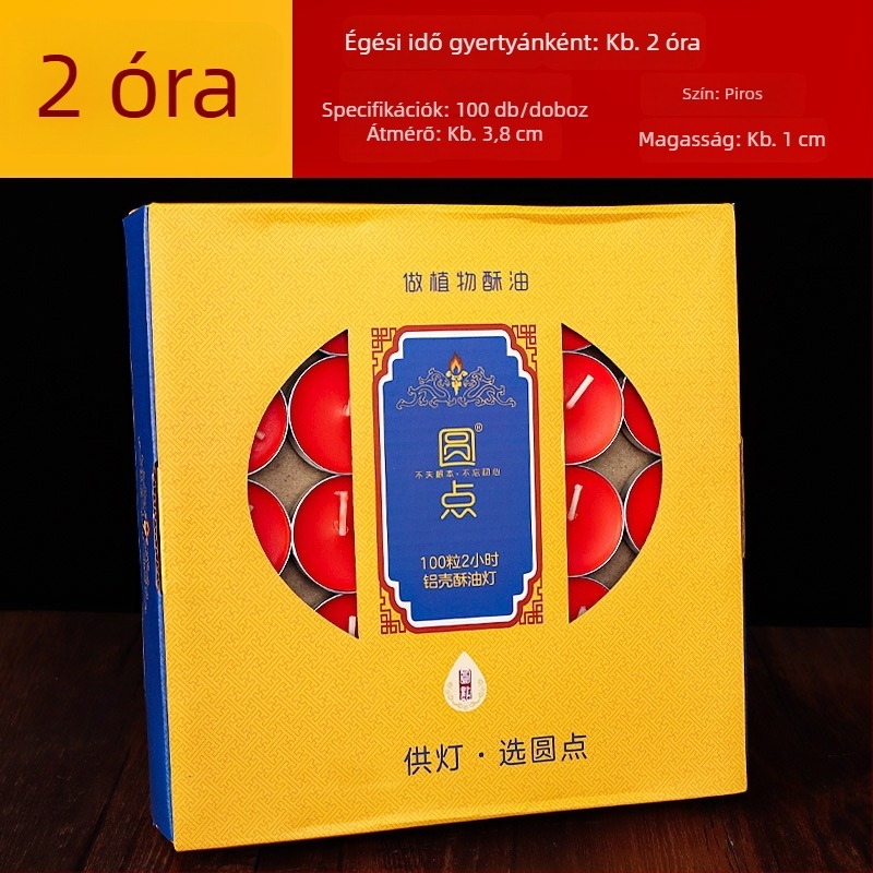 Vajlámpa buddhista felajánláshoz, négy órás égés, 100 darab