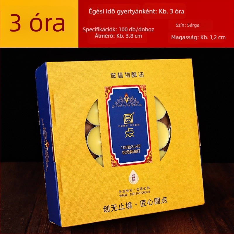 Vajlámpa buddhista felajánláshoz, négy órás égés, 100 darab