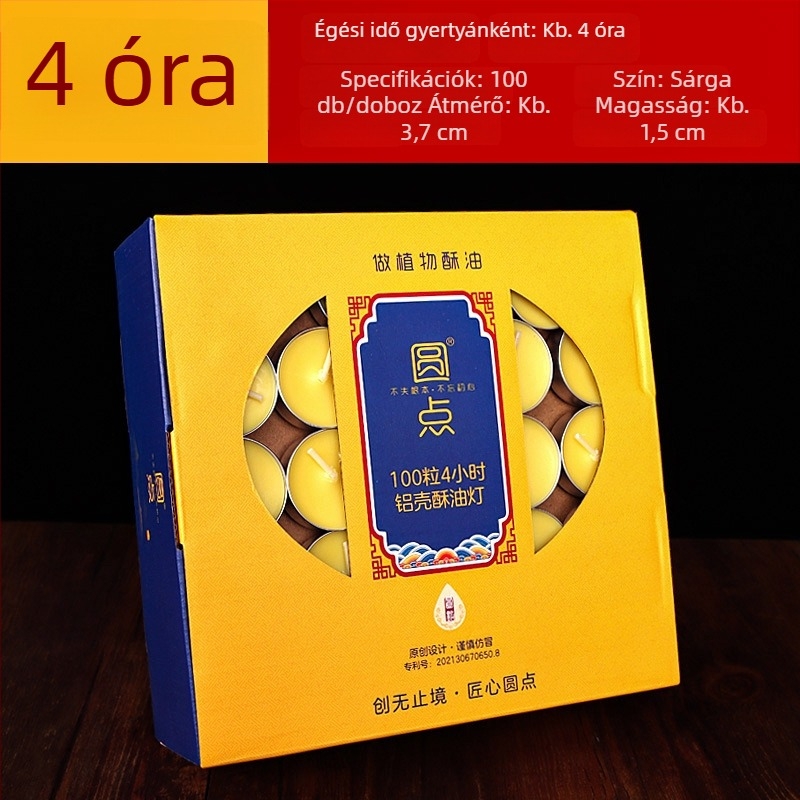 Vajlámpa buddhista felajánláshoz, négy órás égés, 100 darab