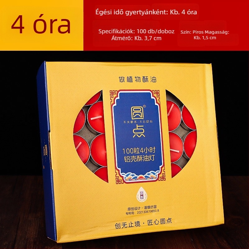 Vajlámpa buddhista felajánláshoz, négy órás égés, 100 darab