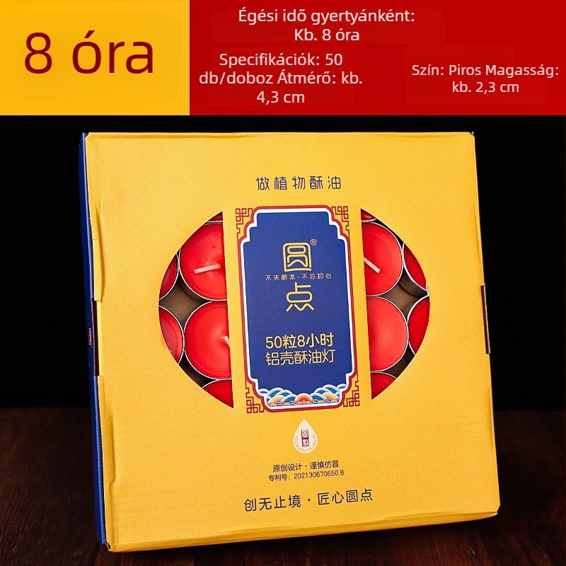Vajlámpa buddhista felajánláshoz, négy órás égés, 100 darab