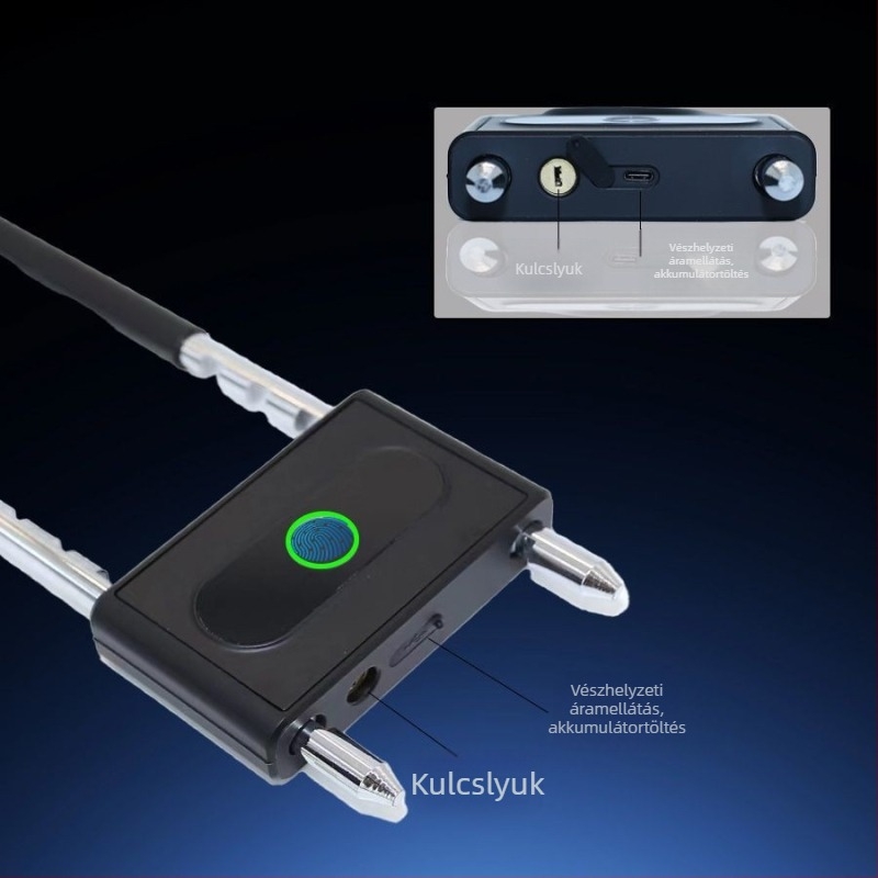Bluetooth ujjlenyomatú U‑alakú zár üveg kirakat dupla ajtókhoz – elektronikus, intelligens zár