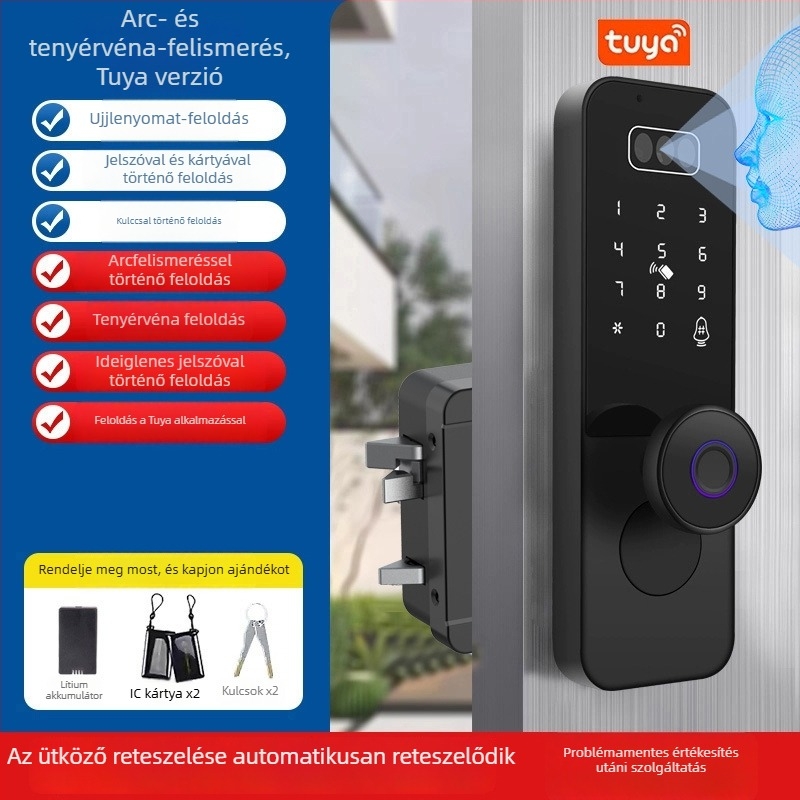 3D arcfelismerés és jelszavas zár ujjlenyomat-azonosítással, régi ajtó átállítására biometrikus hozzáféréssel, rozsdamentes acél ajtó, udvari ajtó, Bull Head okoszár