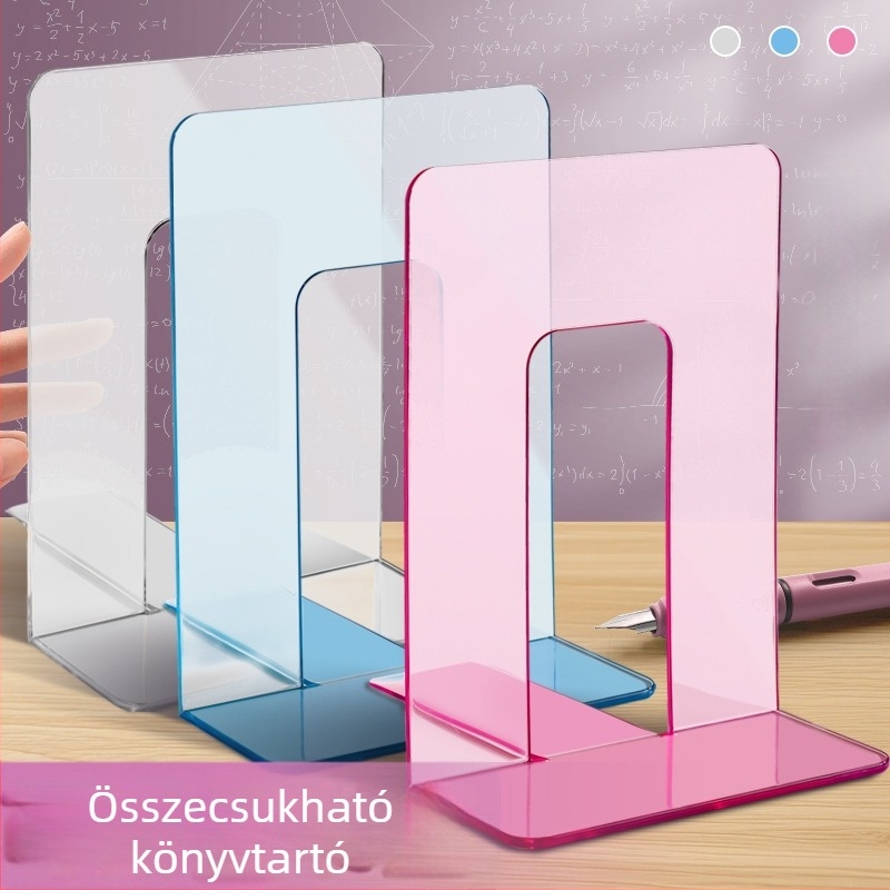 Minimalista, átlátszó, összecsukható könyvtartó diákasztalhoz PET elválasztóval a rendezéshez