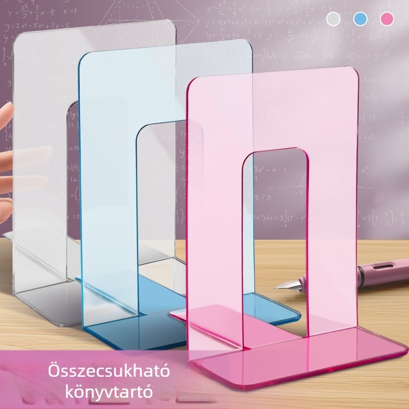 Minimalista, átlátszó, összecsukható könyvtartó diákasztalhoz PET elválasztóval a rendezéshez