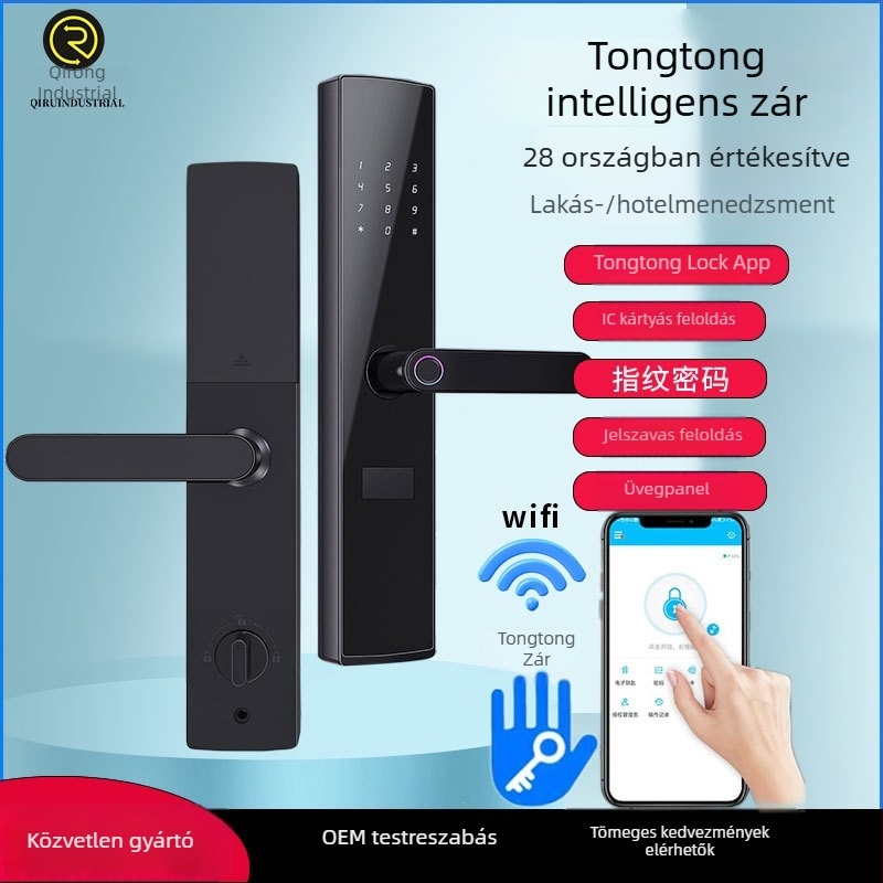 TTlock intelligens bejárati zár lakásba, szálláshelyre vagy hotelbe, Bluetooth távoli feloldás, ujjlenyomat- és jelszó hozzáférés