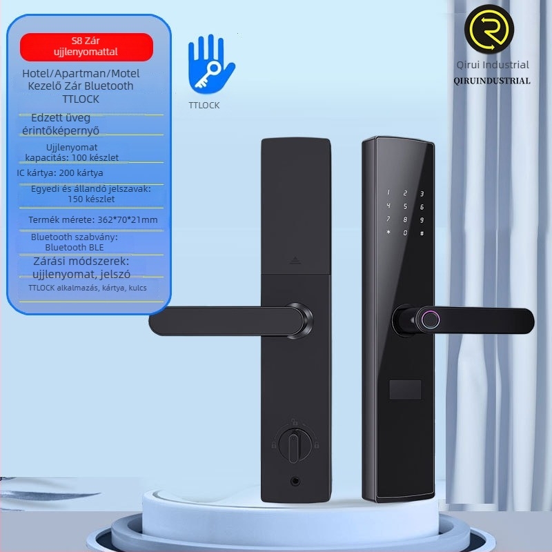 TTlock intelligens bejárati zár lakásba, szálláshelyre vagy hotelbe, Bluetooth távoli feloldás, ujjlenyomat- és jelszó hozzáférés