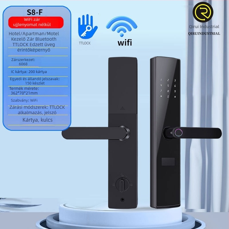 TTlock intelligens bejárati zár lakásba, szálláshelyre vagy hotelbe, Bluetooth távoli feloldás, ujjlenyomat- és jelszó hozzáférés