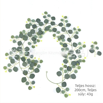 Mesterséges rattan ív fűzleveles zöld falidekoráció