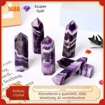 Természetes ametiszt kristályos oszlop otthoni és irodai meditációhoz