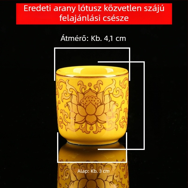 Kerámiából készült Guanyin szentvíz pohár otthoni oltárhoz — lótusz tisztító vízpohár és a Bőség Istene boros pohara