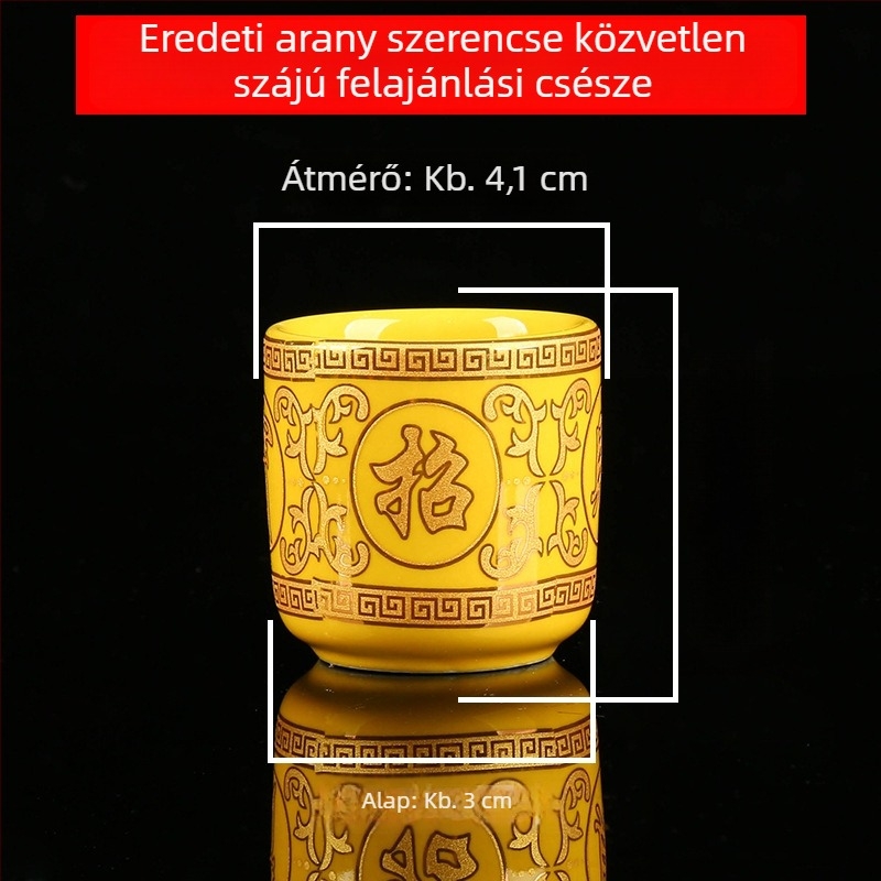 Kerámiából készült Guanyin szentvíz pohár otthoni oltárhoz — lótusz tisztító vízpohár és a Bőség Istene boros pohara