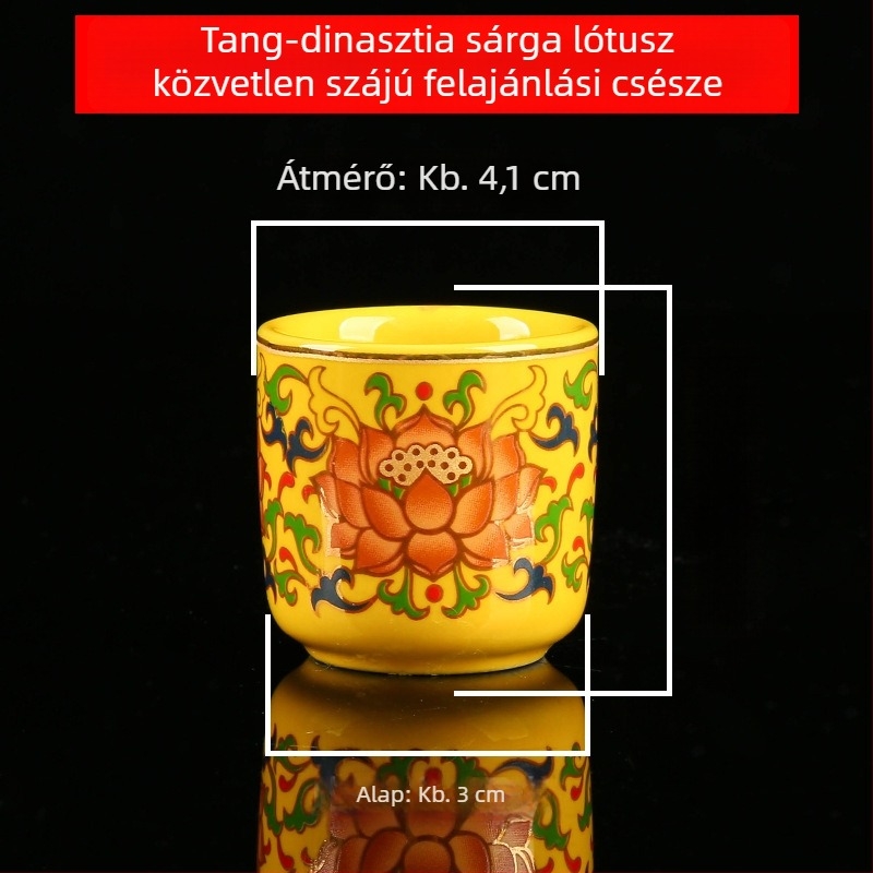 Kerámiából készült Guanyin szentvíz pohár otthoni oltárhoz — lótusz tisztító vízpohár és a Bőség Istene boros pohara