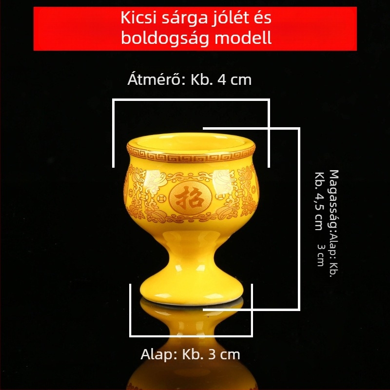 Kerámiából készült Guanyin szentvíz pohár otthoni oltárhoz — lótusz tisztító vízpohár és a Bőség Istene boros pohara