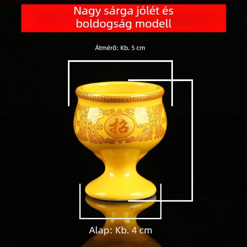 Kerámiából készült Guanyin szentvíz pohár otthoni oltárhoz — lótusz tisztító vízpohár és a Bőség Istene boros pohara