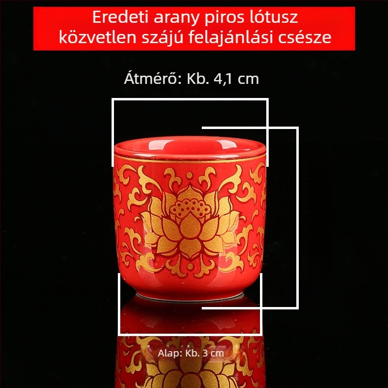 Kerámiából készült Guanyin szentvíz pohár otthoni oltárhoz — lótusz tisztító vízpohár és a Bőség Istene boros pohara