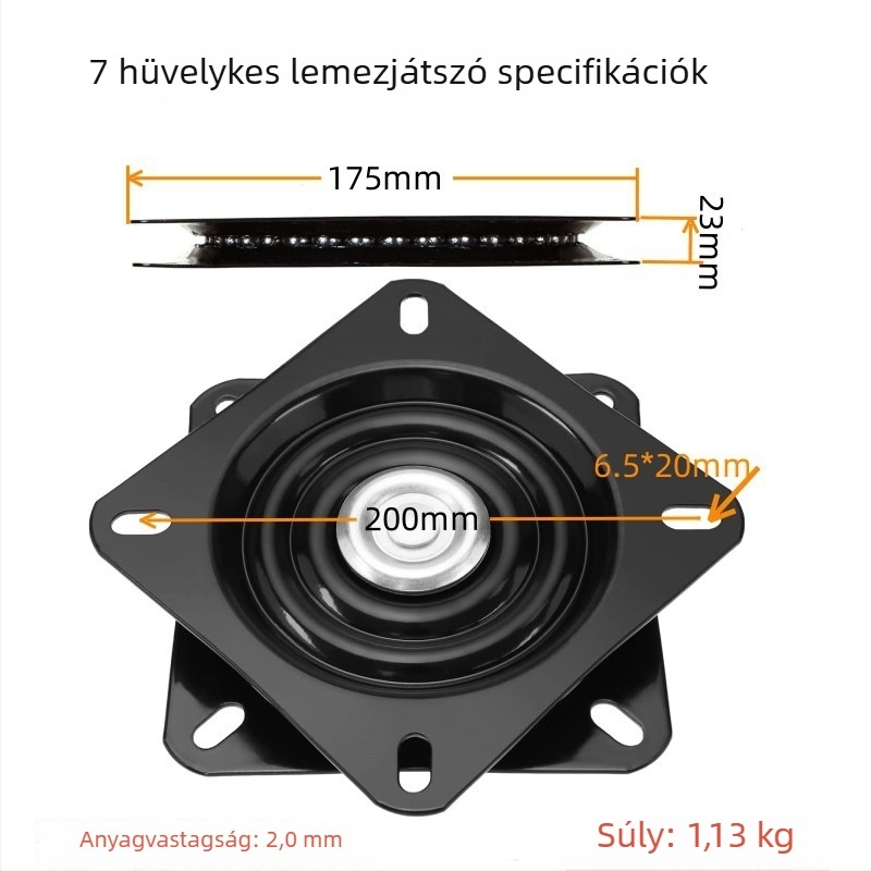 Fekete, nagy teherbírású forgó platforma kiállítási célra, étkezőasztalhoz és bárpulthoz