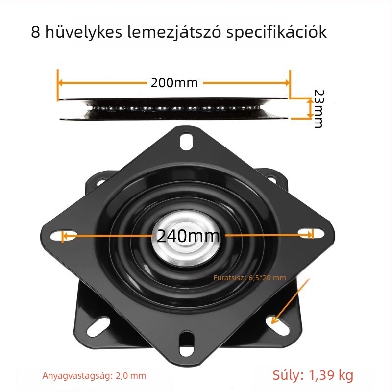 Fekete, nagy teherbírású forgó platforma kiállítási célra, étkezőasztalhoz és bárpulthoz